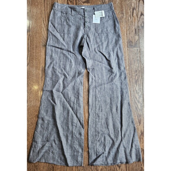 NWT CAbi Women's Slate Gray 100% Linen Sailor Pants Size 8 Wide Leg Casual #371 - Picture 1 of 15